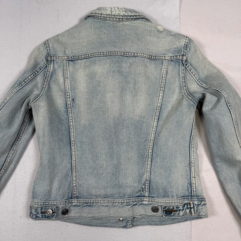 J.Crew Indigo Denim Jacket Womens Small Light Wash Distressed Grung Trucker S